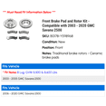 thumbnail image 2 of Front Brake Pad and Rotor Kit - Compatible with 2003 - 2020 GMC Savana 2500 2004 2005 2006 2007 2008 2009 2010 2011 2012 2013 2014 2015 2016 2017 2018 2019, 2 of 2