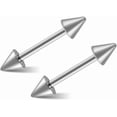 thumbnail image 1 of 2PCS 14G G23 Titanium Straight Barbell Spike Cartilage Earring Bars Nipple Ring Spiked Helix Piercing Jewelry Externally Threaded, 1 of 5