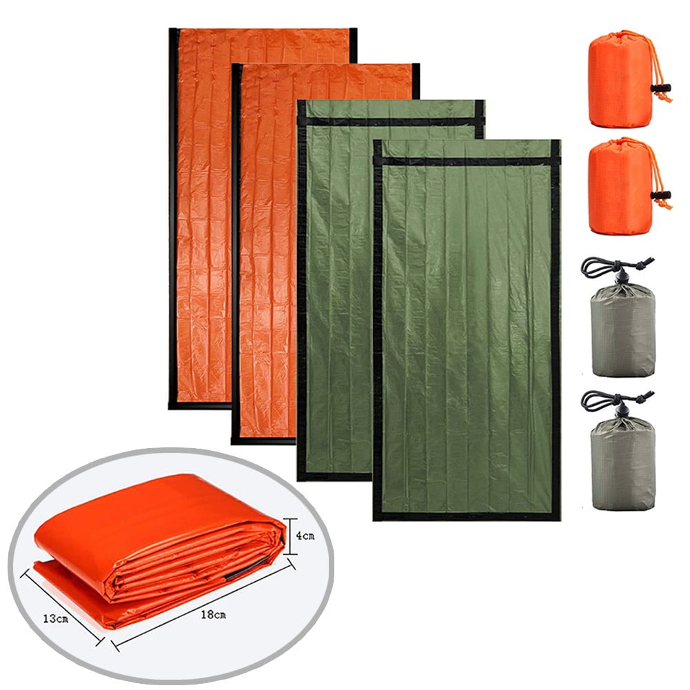 4Pcs Survival Sleeping Bag Camping Thermal Sack Blanket Waterproof Lightweight