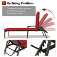 thumbnail image 4 of Costway Patio Rattan Lounge Chair Chaise Recliner Back Adjustable Cushioned Garden Red, 4 of 8