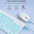 thumbnail image 6 of Wireless Keyboard and Mouse Combo - Quiet Backlit Keyboard with RGB Mouse, Rechargeable, Slim, Sleep Mode for Windows, Mac, Laptop -White-Wagpak, 6 of 7