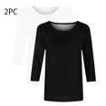 thumbnail image 4 of lcziwo Womens 2 Pack 3/4 Sleeve Tops for Women Round Neck Dressy Basic Plain Solid Color Tees Casual Elbow Length Loose Fit T Shirts Pullover Top 2025 Black,M, 4 of 5