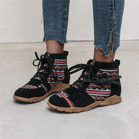 

TALKVE Front Fashionable Short And Boots Flat Women s Comfortable Laceup Boots Women s Boots