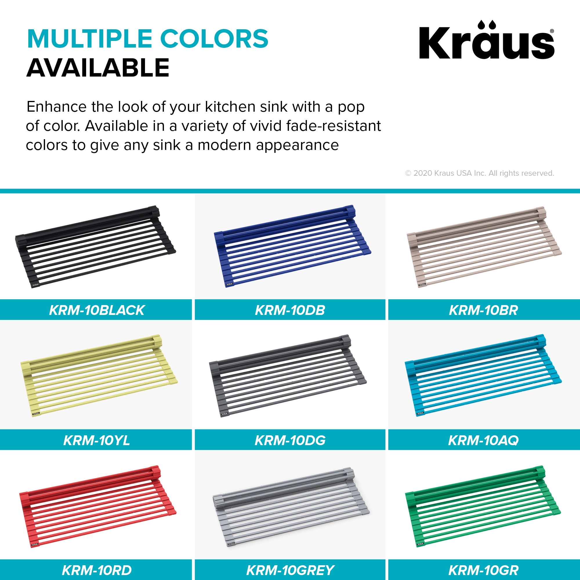 Kraus Multipurpose Over-Sink Roll-Up Dish Drying Rack in Brown