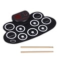 thumbnail image 2 of Juego de batería electrónica, altavoz doble recargable por USB, almohadilla de práctica de batería enrollable para niños, color blanco, 2 of 12