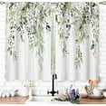 thumbnail image 3 of Farmhouse Eucalyptus Botanical Small Kitchen Curtains Rustic Leaves Window Treatment Wooden Floral Sage Mint Green Cafe Short Curtains for Bathroom Dining Tier Treatment Drapes 27.5x39 inch, 3 of 6