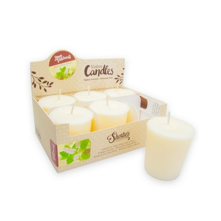 Pinyon & Patchouli Soy Votive Candles - Scented with Natural Fragrance Oils - 6 White Natural Votive Candle Refills - Incense & Earth Collection