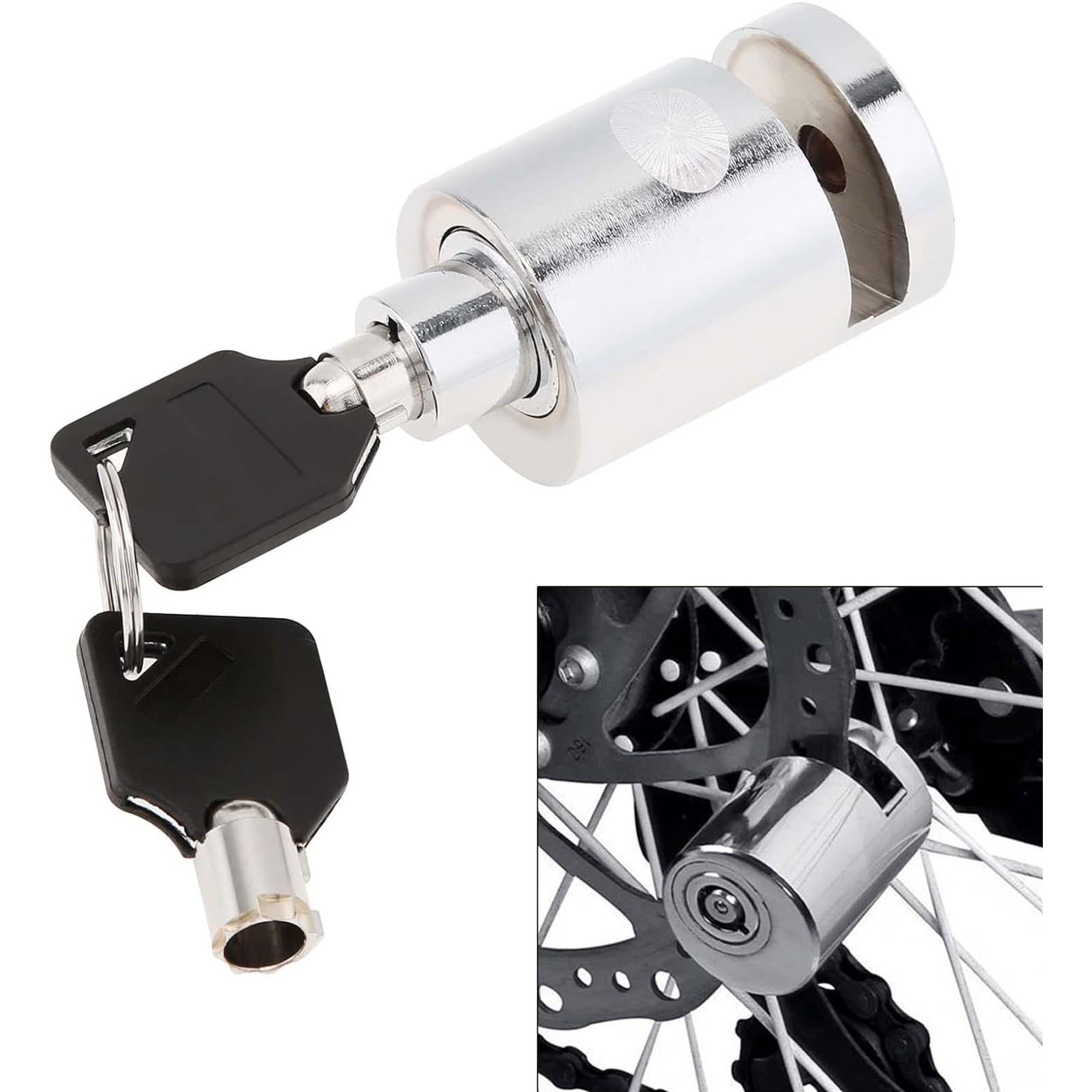 Theft Motorcycle Disc Brake Lock Heavy Duty Aluminum Alloy Wheel Lock for Scooter Bike MTB with 2 Keys 1.65x0.31 Inch Space