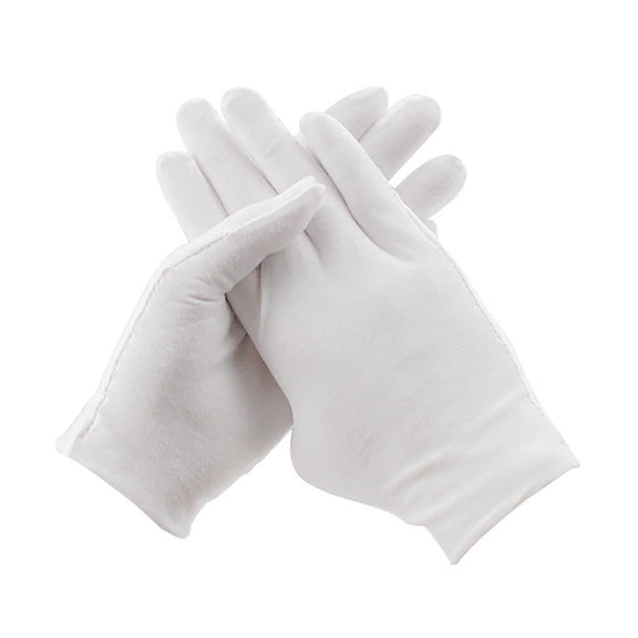 White Cotton Gloves Soft Cloth Dust Hand Gloves Work 12 Pair, Breathable Moisture Gloves, Suitable for Work and Cleaning