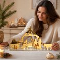 thumbnail image 7 of Lilixerw Gold Nativity Scene Figurine, Acrylic Mirror Tabletop Stable Decor on Clear Base, Compact Tabletop Manger Scene for Christmas Mantel Home Decorations, 7 of 7