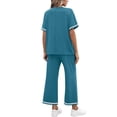thumbnail image 4 of Textilo 2 Piece Sets for Women Lounge 2026 Summer Sets Travel Vacation Short Sleeve Tops Athletic Wide Leg Pants Sweatsuits Sky Blue 2XL, 4 of 6