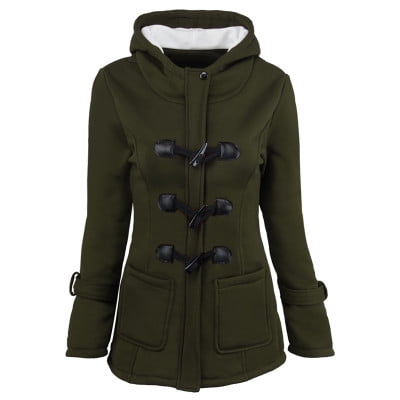 Women Fashion Claw Clasp Wool Blended Classic Pea Coat Zipper Jacket Plus (Best Plus Size Coats)