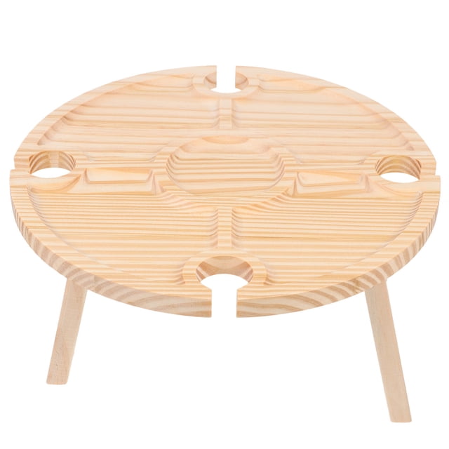 1 Pce Table Ronde Portable en Bois Table de Rangement pour Collations Bureau de Service pour Aliments Table à Vin