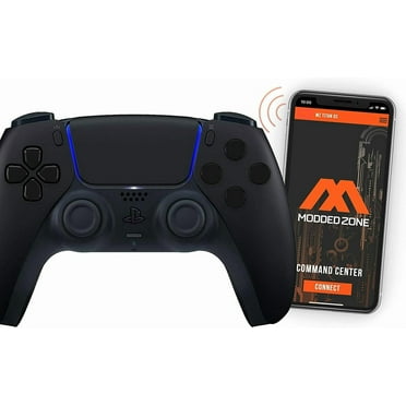 ModdedZone BLACK/BLACK Smart Rapid Fire Custom Modded Controller for PS5 FPS COD games (control mods via phone APP.  Anti Recoil Mod is available via the App)
