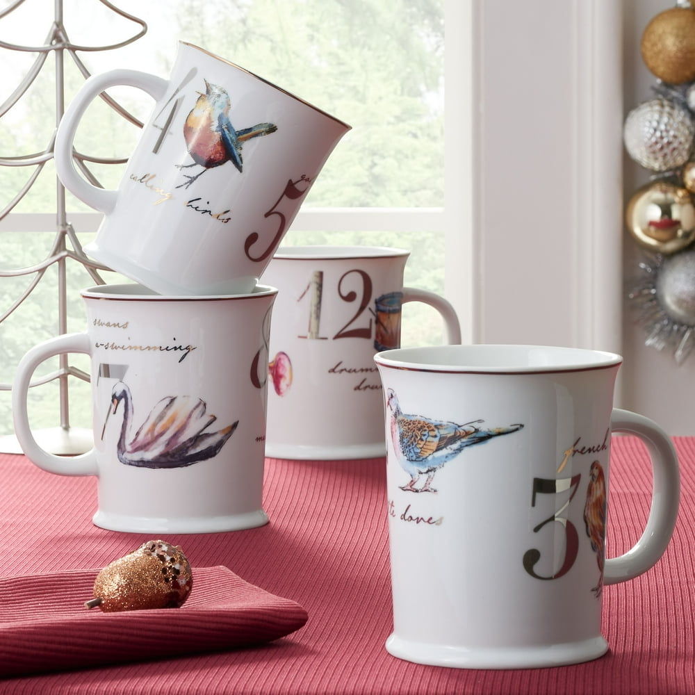 Better Homes & Gardens 4Piece 12 Days of Christmas Drinking Mug Set