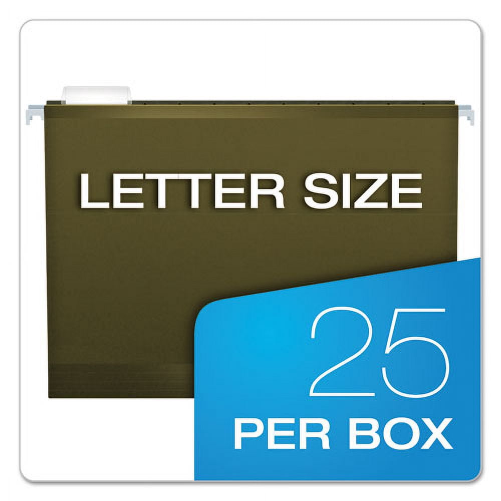 "Extra Capacity Reinforced Hanging File Folders With Box Bottom, Letter Size, 1/5-Cut Tab, Standard Green, 25/box | Bundle of 5 Boxes"
