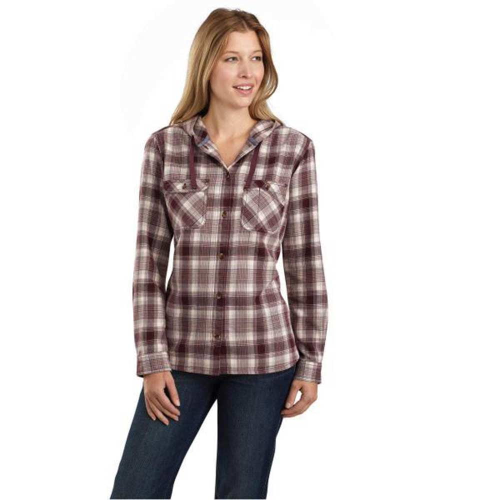womens hooded plaid shirt