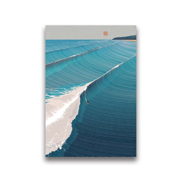 Waves Line Art Pictures Surfing Penguin Manta Dolphin Whale Prints Canvas Painting for Home Living Room Decoration50 x 70 cm (without frame),08