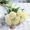 thumbnail image 4 of Morttic 12PCS White Roses Artificial Flowers, Realistic Single Faux Long Stem Rose Fake Silk Flower Bouquet for Party Home Wedding Arrangement Centerpiece Hotel Office Decor（White）, 4 of 6