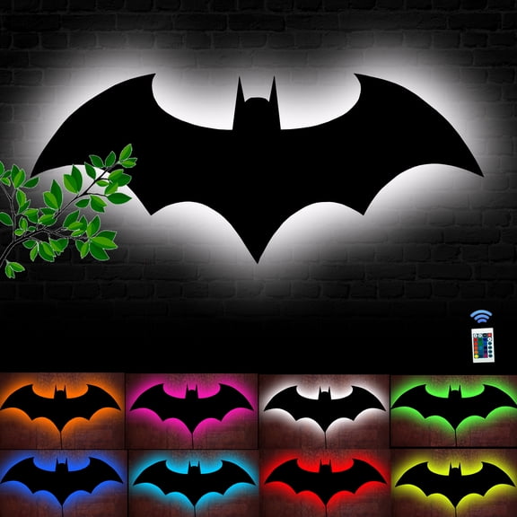Bat Lamp Night Light Man Cave Wall Decor Neon Sign LED Bat Signal Party Home Bedroom Christmas Halloween Decoration Lights Birthday Gifts