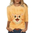 thumbnail image 2 of thefmos Women's Round Neck Animal Print Blouse 3/4 Sleeve Solid Color Casual Pullover Tops Fashion Spring Fall Outfit, Multicolor 5XL, 2 of 5
