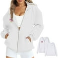thumbnail image 2 of YDFCWXW Womens Zip Up Hoodies Casual Long Sleeve Hoodie Jacket Oversized Lightweight Pullover Sweatshirts Tops with Pocket White, XL, 2 of 4