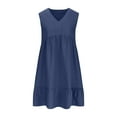 thumbnail image 5 of GEWSEY Womens Summer Mini Dresses Casual Ruffle Flowy Tiered Sleeveless Swing A Line Beach Short Dress (Navy, L), 5 of 6