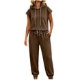 thumbnail image 6 of Maqroz Summer Outfits for Women 2 Piece Sleeveless Hooded Tank Tops Drawstring Jogger Sweatpants Casual Athletic Activewear Muscle Shirts Matching Tracksuits Sets, 6 of 9