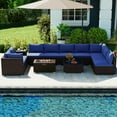 thumbnail image 4 of Costway 12 PCS Patio Wicker Sectional Sofa Set with 32" Propane Fire Pit Table Tank Holder Navy, 4 of 7