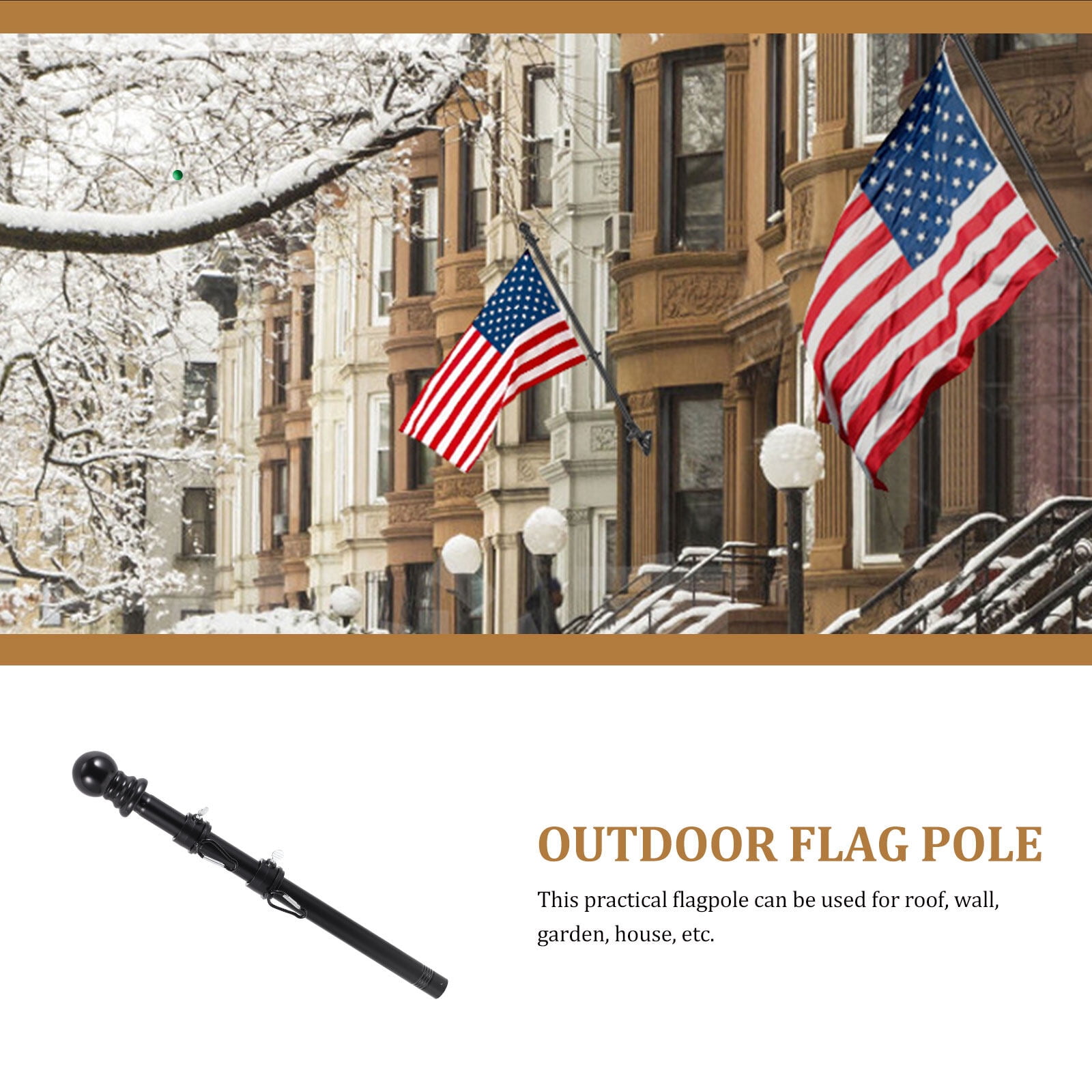 WORGEOUS 2 Sets  of Outdoor Flag Poles Anti-winding Free Rotation Flagpoles Metal Flagpoles