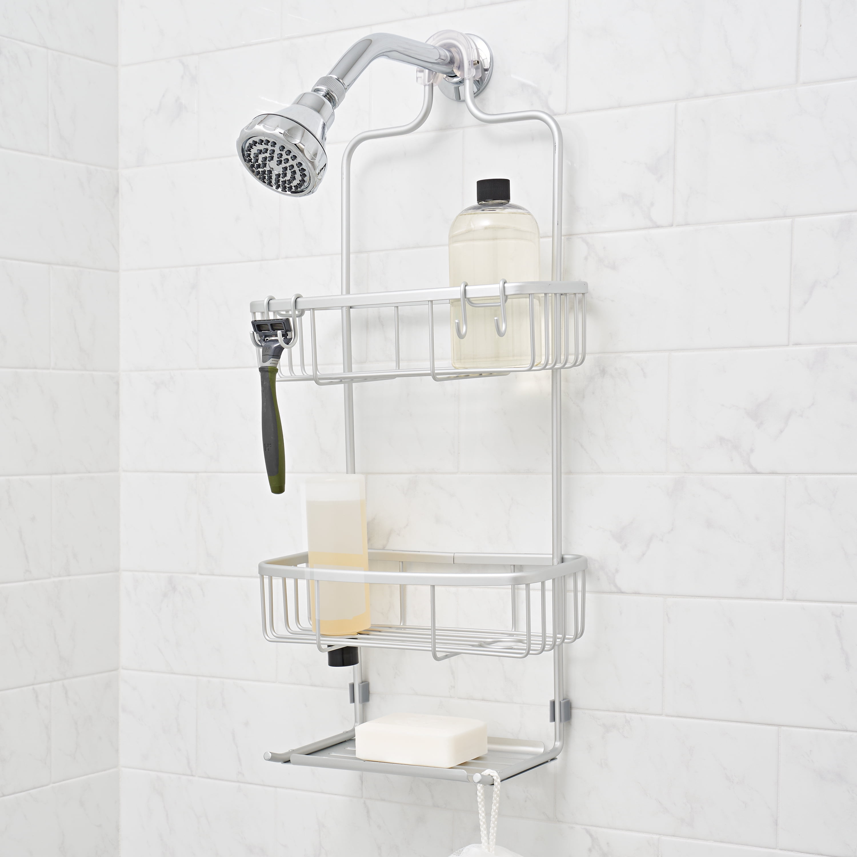 Metal Bath Tub & Shower Caddy Hanging Storage Organizer Chrome for showerhead 