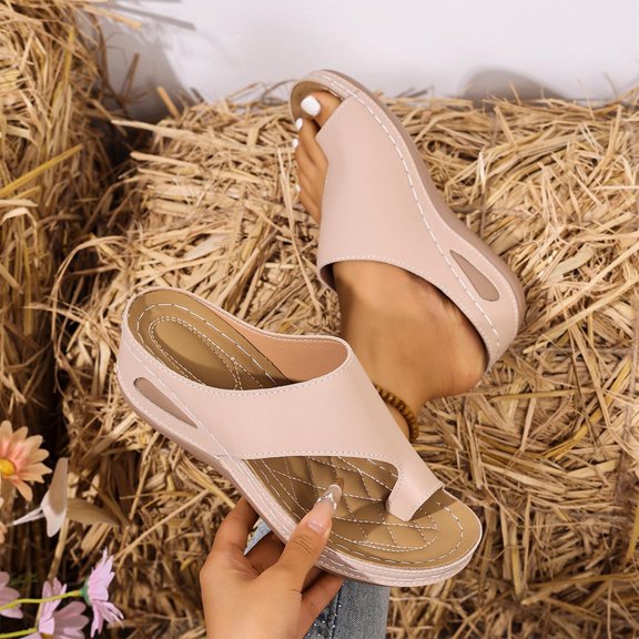 Lenago Women's Open Toe Mules Sandals Cross Strap Wedge Heel Slides Casual Comfortable Slip On Dressy Walking Shoes for Summer Work Party Outdoor Khaki 8.5