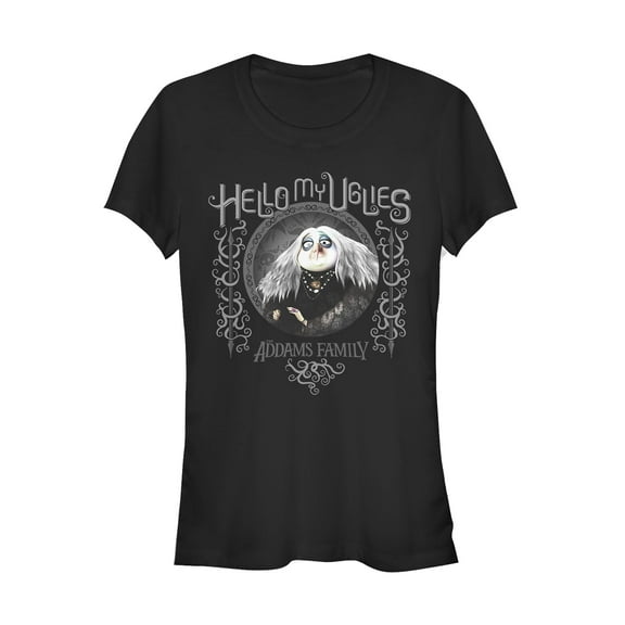 Junior's Addams Family Grandmama Hello My Uglies  Graphic Tee Black X Large