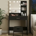 thumbnail image 3 of Veanerwood LED Lights Dressing Table Dressing Stool Table Set black, 3 of 11