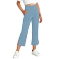 thumbnail image 6 of Gfyviroh Girls Stretch Capris Solid Side Slit High Waist Cropped Trousers Comfy Yoga Capri Pants for Big Kids, 6 of 8