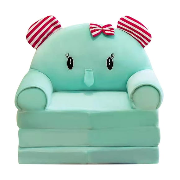 Beppter Polyester Seat Cushion,Cartoon Baby Children'S Three-Layer Foldable Two-In-One Sofa Lazy Chair Stool (without Liner Filling) Cartoon Elephant A,