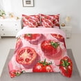 thumbnail image 2 of Manfei 3D Tomato Print Bedding Comforter Set 7pcs for Kid, Red Yummy Fruit Queen Bedding Sets, Kawaii Cartoon Theme Reversible Queen Sheet Sets, Breathable Home Decor, 2 of 7
