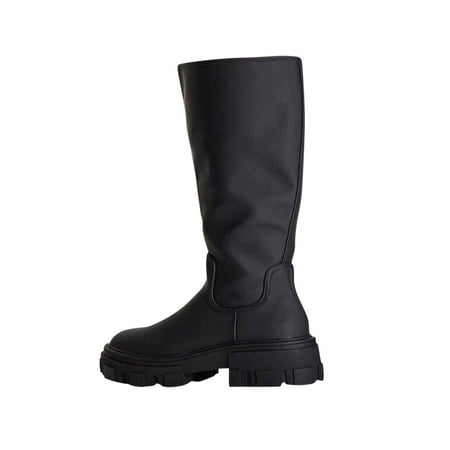 

Christmas Gifts VEKDONE Women s Muffin Thick Bottom High Tube Slimming Flat Heel Zipper Chimney Boots