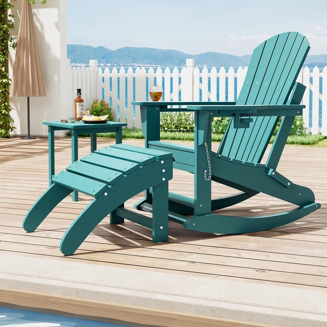 Weather-Resistant HDPE Adirondack Ottoman Footrest,Durable Resin Easy-Clean Sturdy Footrest for Porch Poolside Lawn Backyard