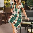 thumbnail image 3 of Fotbe Christmas Snowflakes Plaid Vestido Largo de Moda para Mujer, Vestido Tipo Camiseta con Manga Corta y Estilo Casual a Rayas y Bloques de Color, 3 of 6