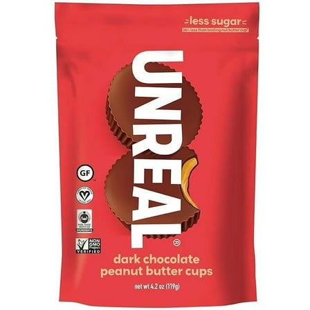 Pack of 1 Unreal Dark Chocolate Peanut Butter Cups, 4.2 oz