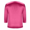 thumbnail image 6 of Hearthz Womens Silk Satin Tops 3/4 Length Sleeve Shirts Round Neck Loose Casual Blouses Business Work Dressy Tshirts Outfits,Pink XL, 6 of 6