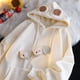 thumbnail image 5 of Sudadera con capucha y orejas de oso Kawaii de Harajuku, sudaderas lisas de manga larga con capucha, prendas de vestir casuales gruesas de terciopelo, ropa de chicas Kawaii, 5 of 5