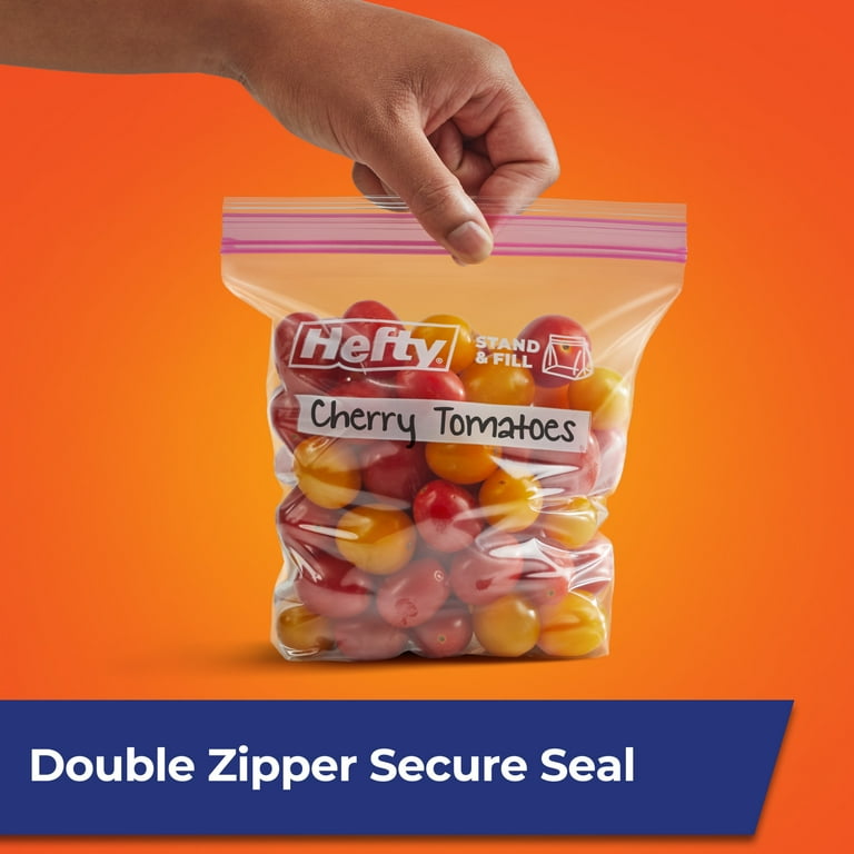 Hefty Kitchen Zip Press to Close Quart Size Plastic Bags for Food