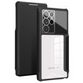 thumbnail image 1 of SaniMore for Samsung Galaxy S22 Ultra Case Transparent PC & Soft TPU Built-in Electroplated Lens Ring, Magnetic Flip Cover with Card Slot & Kickstand Shockproof Protective Shell, Black, 1 of 10