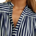 thumbnail image 5 of OBEEII Summer Blouse for Women Half Sleeve V Neck Tee Shirts Loose Fit Pullover Tops Business Casual Striped Shirts, 5 of 7