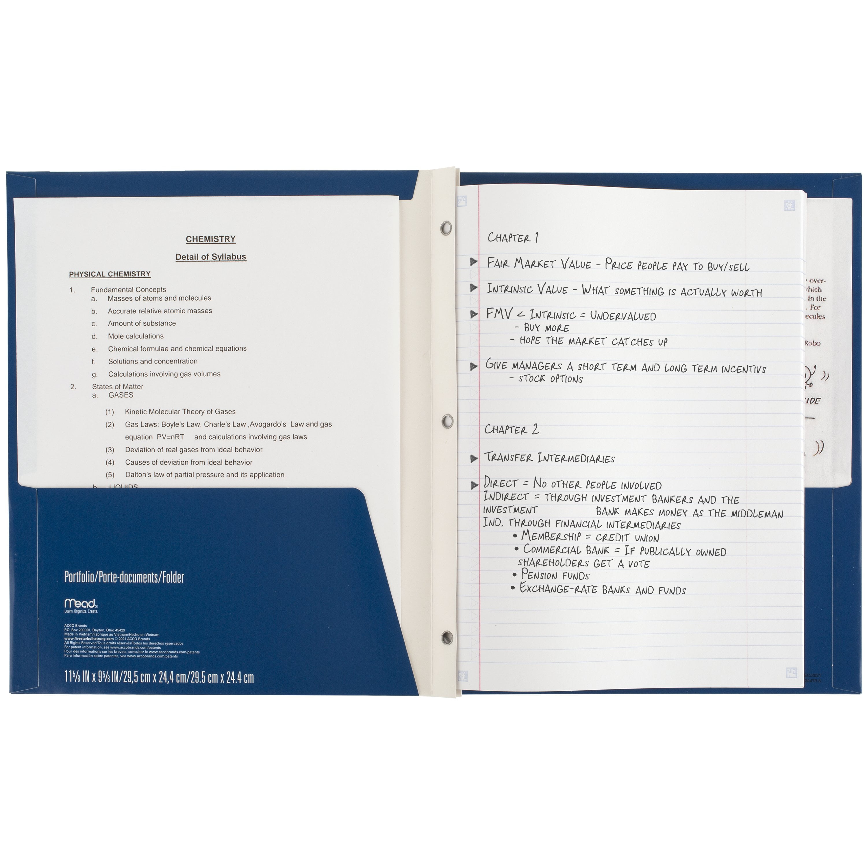 (2 pack) Five Star Pocket and Prong Paper Folder, Pacific Blue (340020E-WMT22)