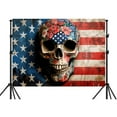 thumbnail image 5 of 7x5ft Skeleton Wall Backdrop Retro Floral Skull Art American Flag Nature Plants Flower Skeletal Party Photography Background for Halloween Banner Photo Studio Props, 5 of 5