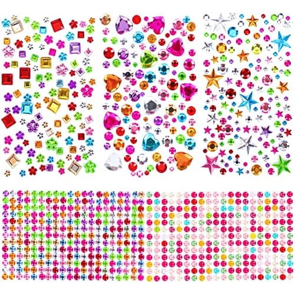 880pcs Gem Stickers Rhinestones for Crafts - Self Adhesive Jewels Stickers, Acrylic Gems DIY Craft Decorative Diamond Small Stickers for Kids$$