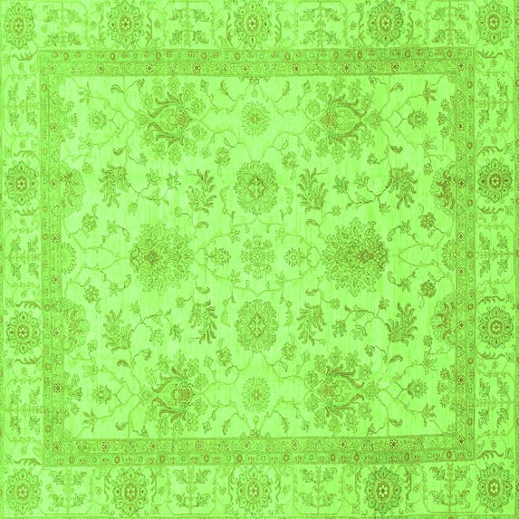 Ahgly Company Indoor Square Oriental Green Modern Area Rugs, 7' Square